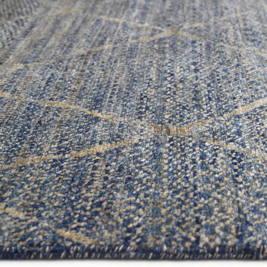 blue Moroccan striped luxury rug